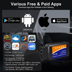 OBD2 Bluetooth Scanner for iPhone iOS Android Windows Car Code Reader Enhanced A