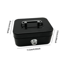 Small Cash Box with Money Tray and Lock, Metal Cash Lock Box with Key