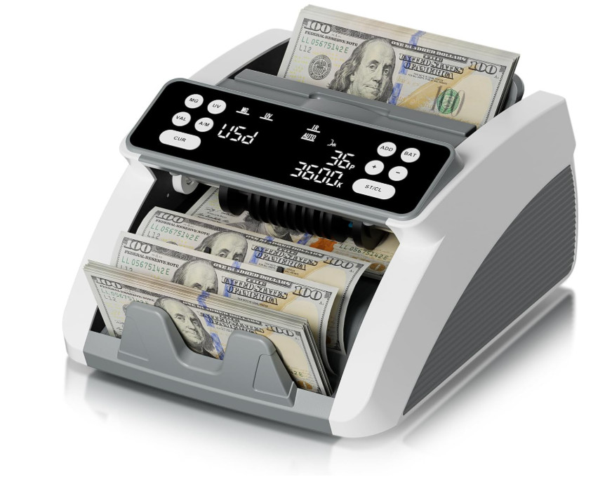 Máquina contadora de billetes con contador de valor para USD y EUR, detección de