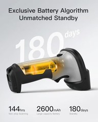 Bluetooth Barcode Scanner, 1 Charge 180 Days Standby, 115FT Range,precise Scanni