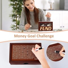 Money Saving Box Wooden Money Box for Cash 10000 Savings Challenge Box Coin Bank