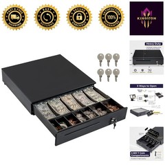Commercial Quality Cash Drawer with 5 Bill & 7 Coin Slots – Black Metal, 12-24V