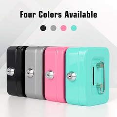 Durable Pink Mini Cash Box with Coin Slot and Key Security – Portable 4.5″x3.4″