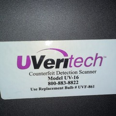 Fraud Fighter Counterfeit Detection Scanner UV-16 by Uveritech Model HD4X2-120A