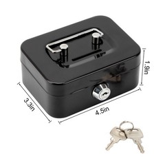 Mini Metal Cash Box Small Cash Box with Money Slot, Key Lock and Handle