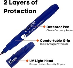 BioGuard Dual Counterfeit Money Detector Pen, UV Light Head Bonus Pack – Fak…