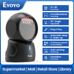 Eyoyo 2D QR Code Desktop Barcode Scanner Automatic Scanning for POS Library Shop
