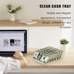 2 Pack Acrylic Money Organizer Cash Trays,7 Section Dividers Transparent