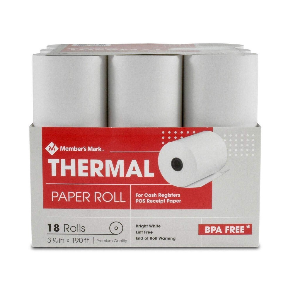 Member’s Mark Thermal Receipt Paper Rolls, 3 1/8″ X 190′, 18 Rolls