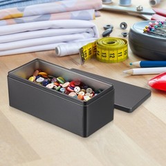 Metal Cash Box Black Money Holder Rectangular Storage Tin 7.3in Organizer