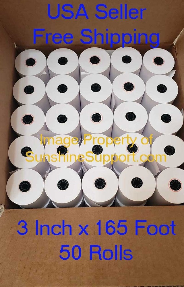 3″ x 165′ 1-Ply Bond 50 Rolls Paper for Epson TM-U200B TM-U200D TM-U210 TM-U220