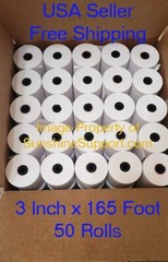 3″ x 165′ 1-Ply Bond 50 Rolls Paper for Epson TM-U200B TM-U200D TM-U210 TM-U220