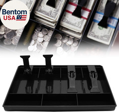 Cash Register Drawer Insert Tray with 4 Bill/3 Coin Compartments for Money Stora