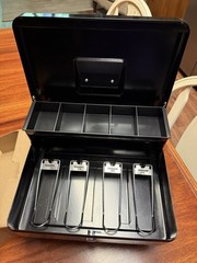 Secure Cash Box with Lock and Tray – Ideal for Yard Sales and Small Businesses