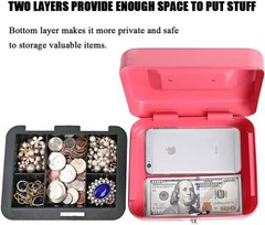 Elegant Pink Metal Cash Box with Key Lock – Portable & Durable Storage Solution