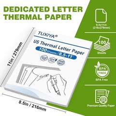 100 Sheets BPA-Free Thermal Printer Paper 8.5 x 11 Inch – Inkless Solution