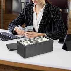 Metal Cash Box Black Money Holder Rectangular Storage Tin 7.3in Organizer