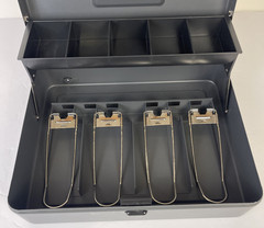 Steelmaster By MMF Industries Tiered Tray Cash Box W 2 Keys 11.5”x9”x3.5” Gray