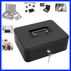 Cash Box with Lock and Money Tray Metal Money Box Large Cash Lock Box for Mon…