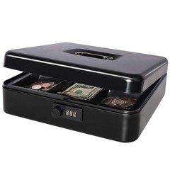 Extra Large Cash Box with Combination Lock, Metal Money Box with Removable Tr…