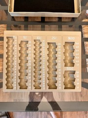 Nadex Coin Handling Tray Beige with Lid Coin Sorter & Counting Tray Cashier