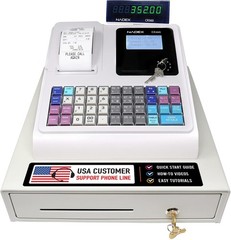 Nadex CR360 Cash Register, 4700 Lookups 50 Dept 50 Clerks,Thermal Printer, White