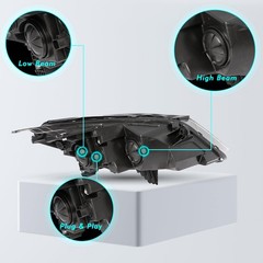 Pair Headlights for 2013-2017 Traverse Halogen OE Black Housing Bulbs Included