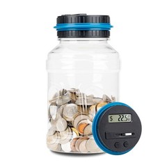 Electronic Digital LCD Coin Counter Counting Jar Money Saving Piggy Bank 1.8L OY