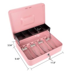 Cash Box with Money Tray and Key Lock Money Box Safe Locking Money Saving Loc…