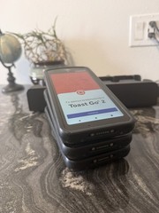 Lot of 3 Toast Go 2 Handheld POS Tablets TG200 with DTC200 Charging Dock
