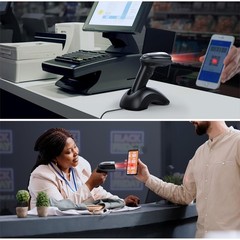 Bluetooth 1D 2D QR Barcode Scanner w/ USB Cradle Wireless BT 5.0 for iOS/Android