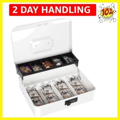 Cash Box with Money Tray and Combination Lock, Large Money Box for Cash Regis…