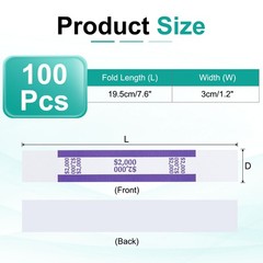 100Pcs Money Band 2000 Dollar Money Bill Wrapper Self-Adhesive Bill Band Purple