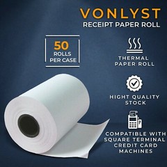 Vonlyst Receipt Paper Roll for Square Terminal Credit Card Machine (50 rolls)
