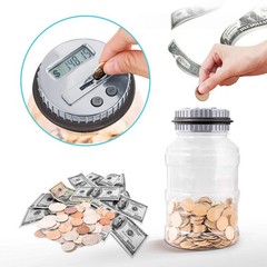 Gray Digital Coin Counting Bank, 1.8L Large Piggy Bank, All US Coins
