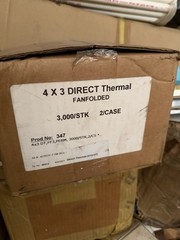 4 X 3 DIRECT THERMAL FANFOLDED STOCK, BLANK LABELS, PERM, 3,000 *SHIPS FREE*