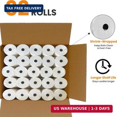 (32 Rolls) 2 Ply Kitchen Printer Paper White/Yellow Carbonless Rolls 3″ x 95 Fee