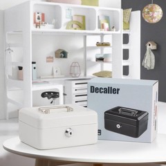 Small Portable Cash Box with Key Lock and Removable Tray – Elegant White Design