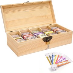 Natural Wood Currency Money Box with Locking Cover – Perfect for Home & Office`