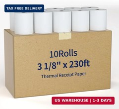 (10 Rolls) NefLaca Thermal Receipt Paper 3 1/8 x 230, 10 Rolls Receipt Paper POS