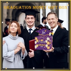 Graduation Money Box for Cash Gift Pull Purple Gold Graduation Gifts Surprise