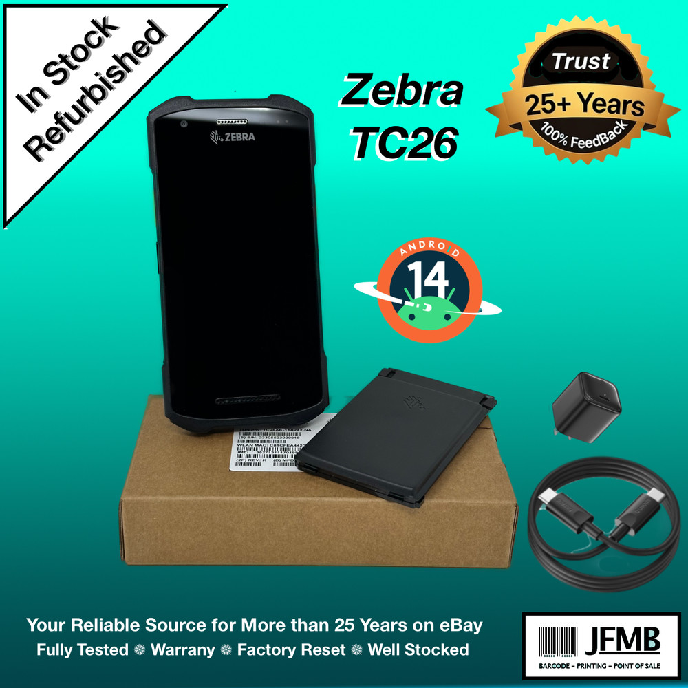 Zebra TC26 Mobile Computer Barcode Scanner Cellular Wifi Android 14 Playstore