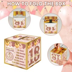 18th Birthday Pull-Out Money Gift Box for Girls Pink Rose Gold Cash Present