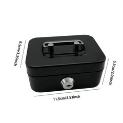 Small Cash Box with Money Tray and Lock, Metal Cash Lock Box with Key