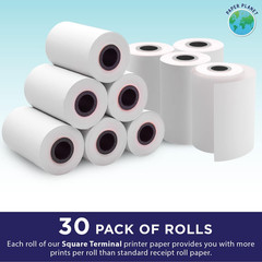 Thermal Receipt Printer Paper for Square Terminal by Paper Planet | 30 Rolls | S