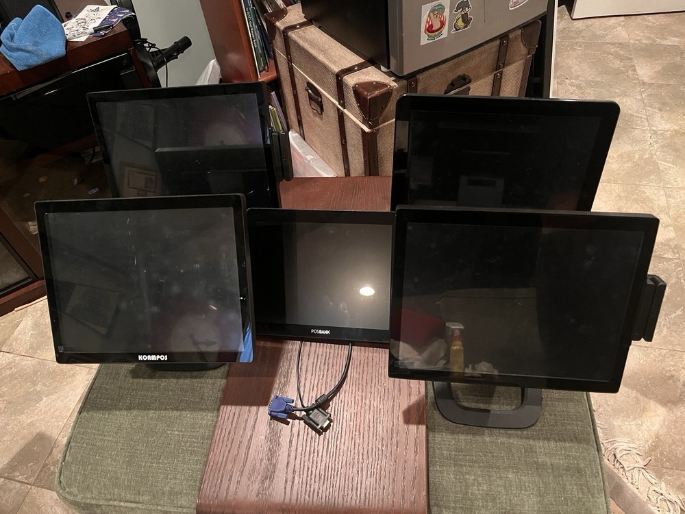Lot of 5 POS Touchscreen Systems – KOAMPOS, POSBANK – FOR PARTS / AS-IS