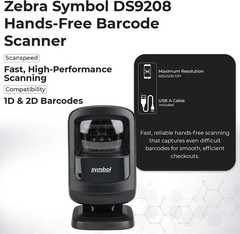 Zebra DS9208 Zebra 1D/2D Hands-Free Barcode Scanner, High-Speed Digital