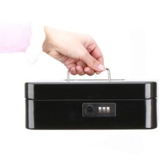 Black Cash Box with Money Tray Large 9.8×7.9×3.5 Inches Combination Lock