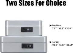 Light Grey Cash Box with Combination Lock – Durable, Portable, 7.87″x6.3″