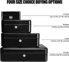 Portable Black Cash Box with Privacy Key Lock – For Home & On-the-Go Security
